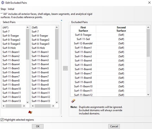 excluded surfaces from General Contact