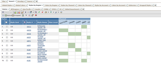 Global plan with style/regional assortment